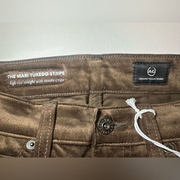 Adriano Goldschmied Mari Tuxedo Stripe Straight Brown Black Pants Women's 25 NWT - Picture 7 of 12